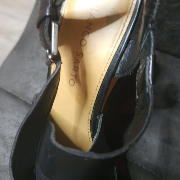 Franco Sarto Black Leather Crisscross Wedge Sandals | Size 7.5 - Picture 2 of 5